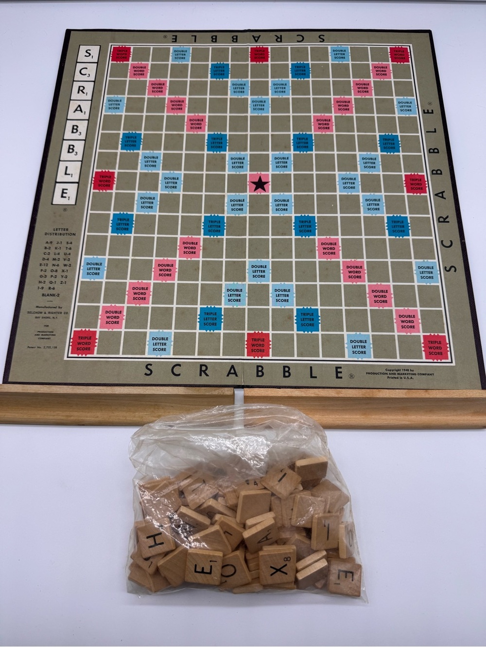 Vintage 1953 Scrabble Complete Boxed Game Selchow Righter